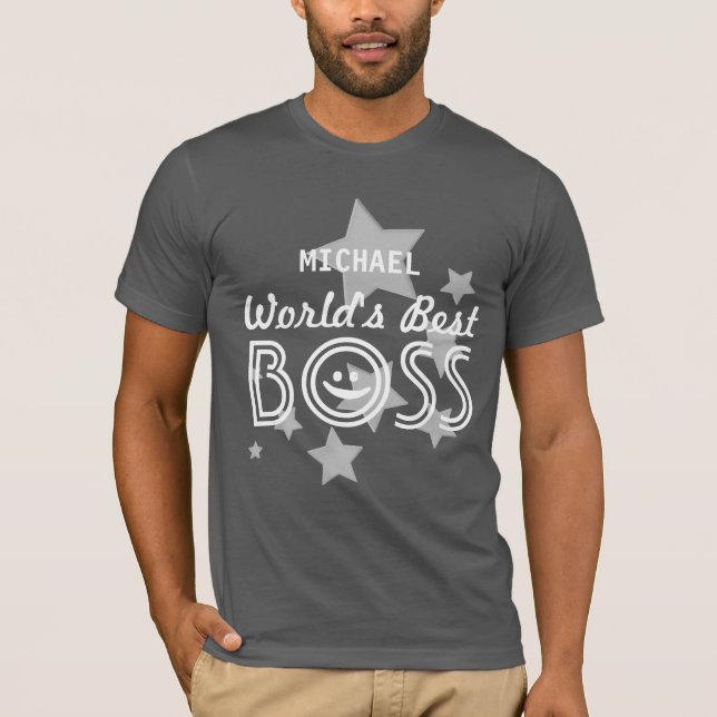 Camiseta Mejor BOSS del mundo con las estrellas y el nombre (Anverso)