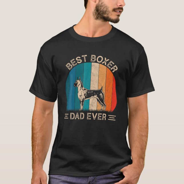Camiseta Mejor Boxer Dog Dad Retro Boxer Dog Graphic Fa (Anverso)