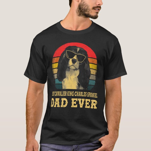 Camiseta Mejor Cavalier Rey Charles Spaniel Dad Retro  (Anverso)
