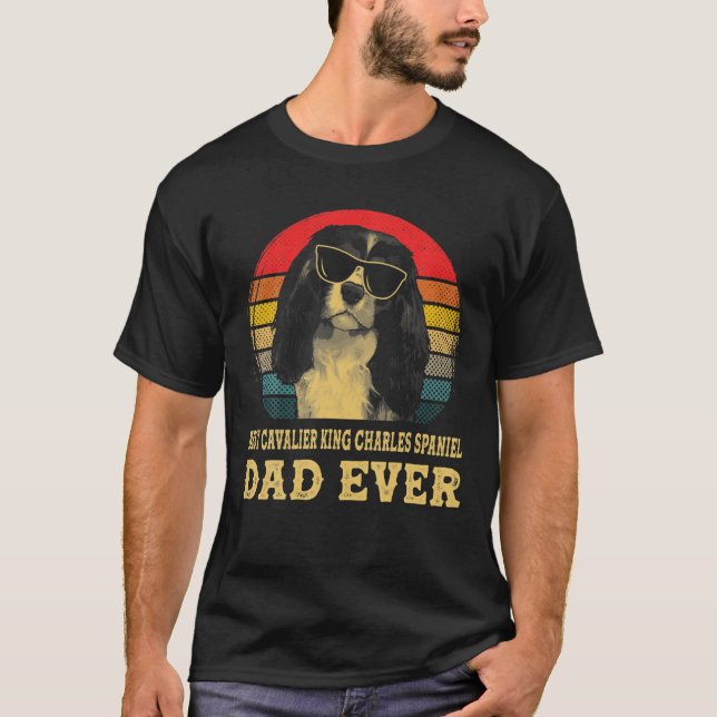 Camiseta Mejor Cavalier Rey Charles Spaniel Dad Retro (Anverso)