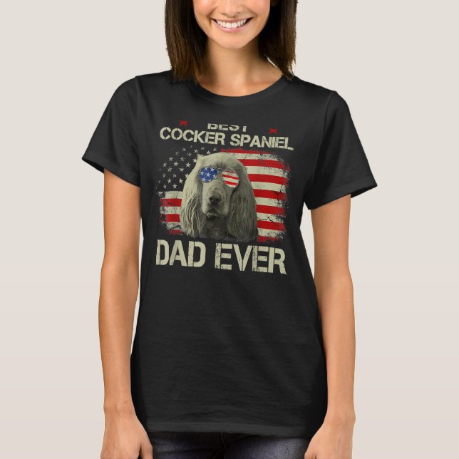 Camiseta Mejor Cocker Spaniel Dad EEUU Flag Dog Lover Fat (Anverso)