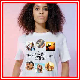 Camiseta Mejor Colage de Fotos de Mamá con Corazón y Letra 