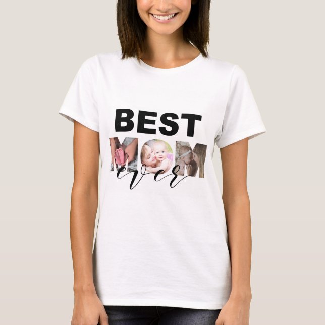 Camiseta Mejor collage de fotos de personalizados de Mamá N (Anverso)