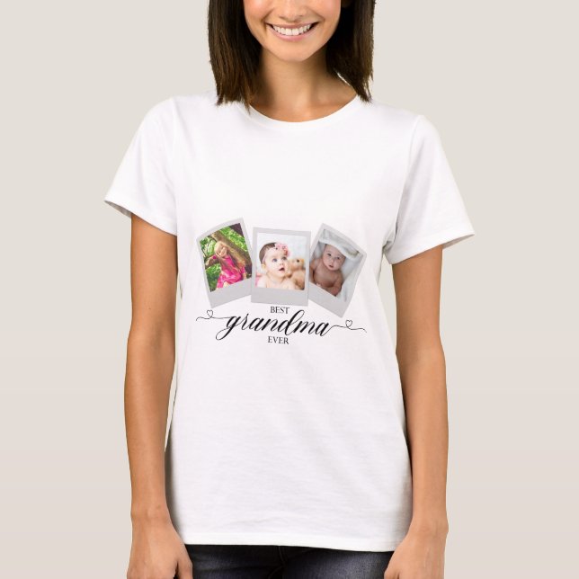 Camiseta Mejor Collage de fotos personalizado de la abuela (Anverso)
