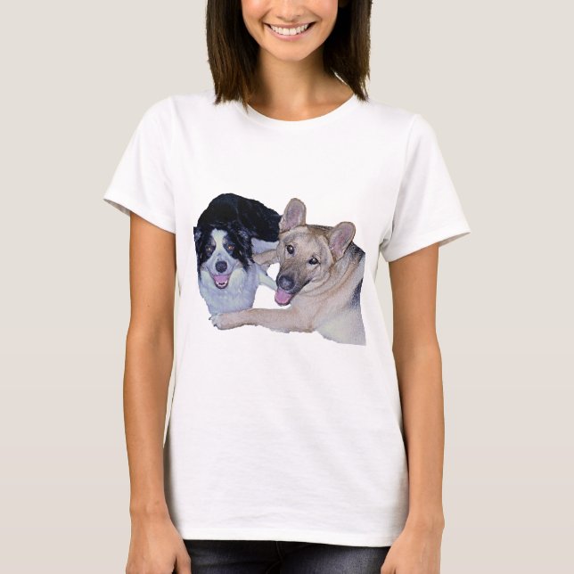 Camiseta Mejor Compañero de Amigos Collie y Pastor Alemán (Anverso)