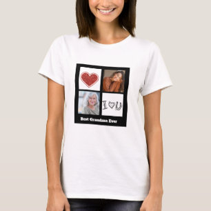 Camiseta Mejor corazón de collage de fotos de la abuela