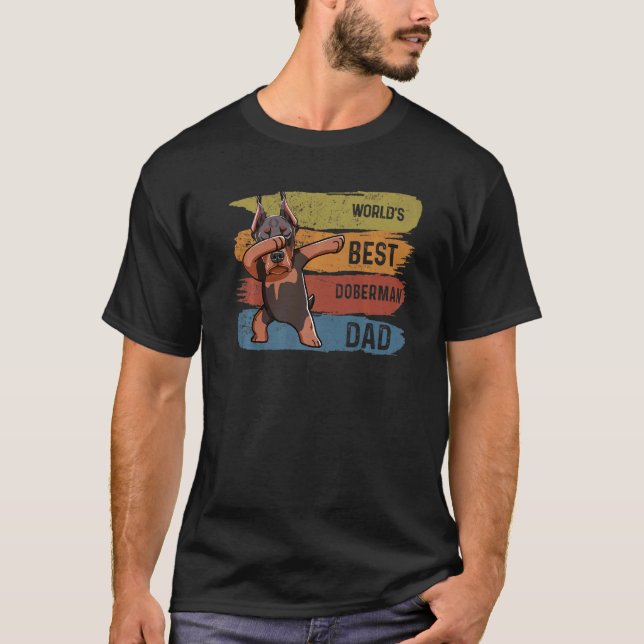Camiseta Mejor Dabbing Doberman Dad Dab Para Niños Hombres (Anverso)