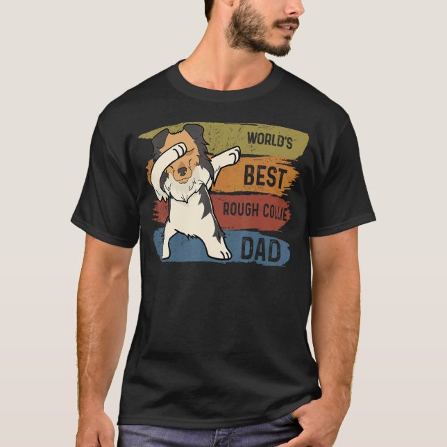 Camiseta Mejor Dabbing Rough Collie Dad Dab Para Niños Homb (Anverso)