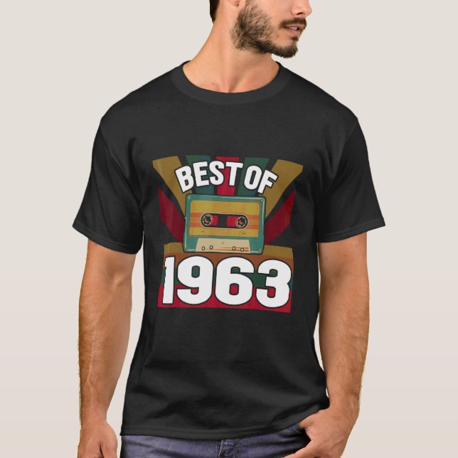 Camiseta Mejor De 1963 Retro De Cinta De Cassette Clásica M (Anverso)