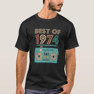 Camiseta Mejor De 1974 48º Cumpleaños Cassette Retro Vintag