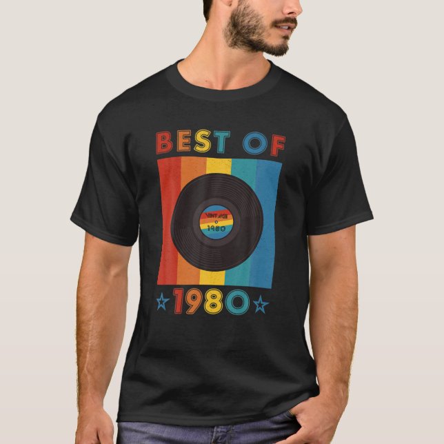Camiseta Mejor De 1980 40 Nacimiento Regalo Disco de Música (Anverso)