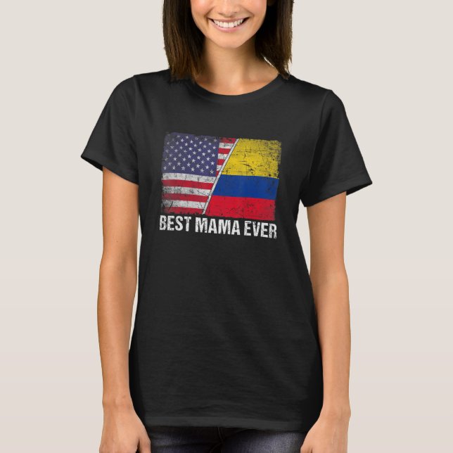 Camiseta Mejor Día de la Madre Colombia Bandera de los Esta (Anverso)