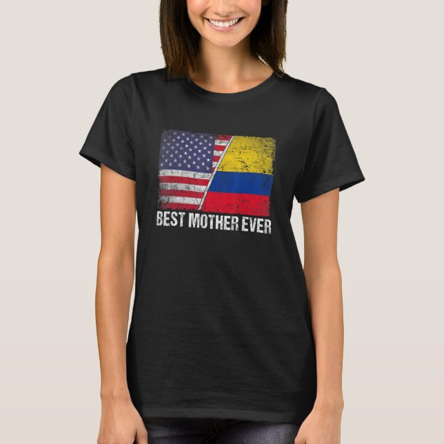 Camiseta Mejor Día de la Madre Colombia Bandera de los Esta (Anverso)