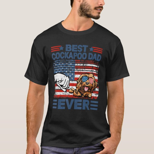 Camiseta Mejor Día del Padre Cockapoo de la Bandera America (Anverso)