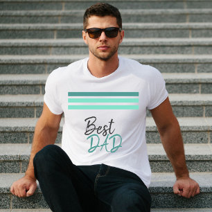 Camiseta Mejor Día del Padre con Guión Turquesa Moderno
