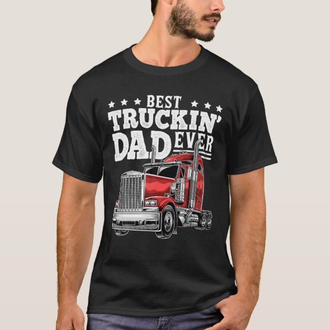 Camiseta Mejor Día del Padre de Camionero de Camión Grande  (Anverso)