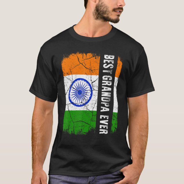 Camiseta Mejor Día del Padre en la Bandera de la India (Anverso)