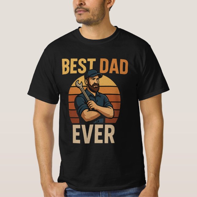 Camiseta Mejor diseño mecánico retro de papá | Día del Padr (Anverso)