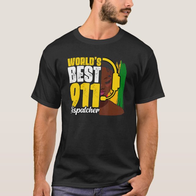 Camiseta Mejor Dispatcher Africano-Americano 911 del Mundo (Anverso)
