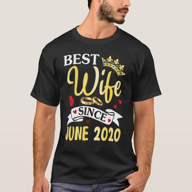 Camiseta Mejor Esposa Desde Junio 2020 Feliz Aniversario Ca (Anverso)