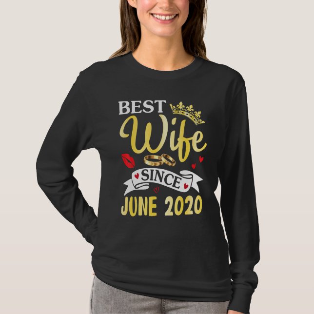 Camiseta Mejor Esposa Desde Junio 2020 Feliz Aniversario Ca (Anverso)