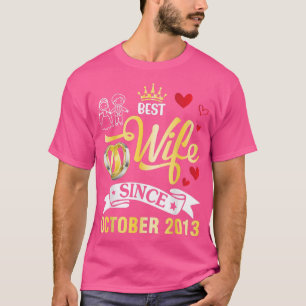 Camiseta Mejor Esposa Desde Octubre 2013 Feliz Casada 9 Año
