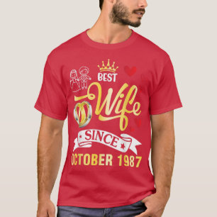 Camiseta Mejor Esposa Desde Octubre de 1987 Feliz Casada 35