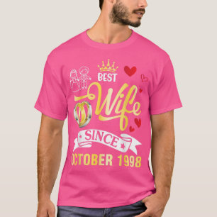 Camiseta Mejor Esposa Desde Octubre De 1998 Feliz Casado 24