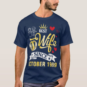 Camiseta Mejor Esposa Desde Octubre De 1999 Feliz Casado 23