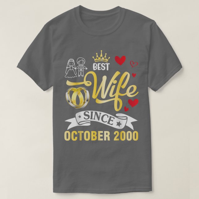 Camiseta Mejor Esposa Desde Octubre De 2000 Feliz Casado De (Diseño del anverso)