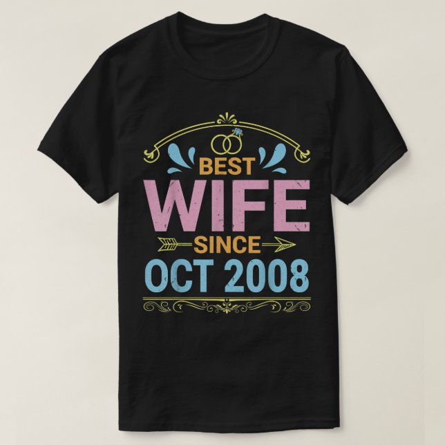 Camiseta Mejor Esposa Desde Octubre De 2008 Conyugal Boda E (Diseño del anverso)