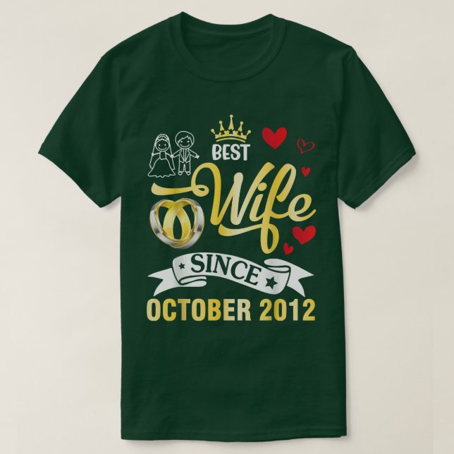 Camiseta Mejor Esposa Desde Octubre De 2012 Feliz Casado De (Diseño del anverso)