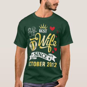 Camiseta Mejor Esposa Desde Octubre De 2012 Feliz Casado De