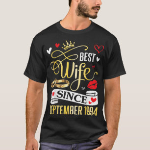 Camiseta Mejor Esposa Desde Septiembre 1994 Feliz Casada 28