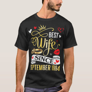 Camiseta Mejor Esposa Desde Septiembre 1994 Feliz Casada 28