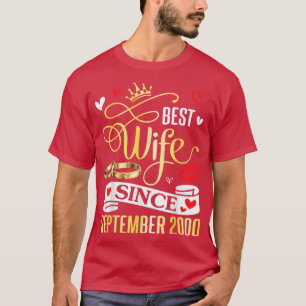 Camiseta Mejor Esposa Desde Septiembre De 2000 Feliz Matrim