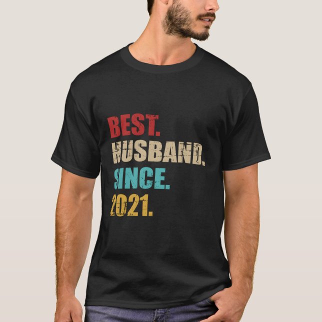 Camiseta Mejor Esposo Desde 2021 Por Segundo Aniversario Bo (Anverso)