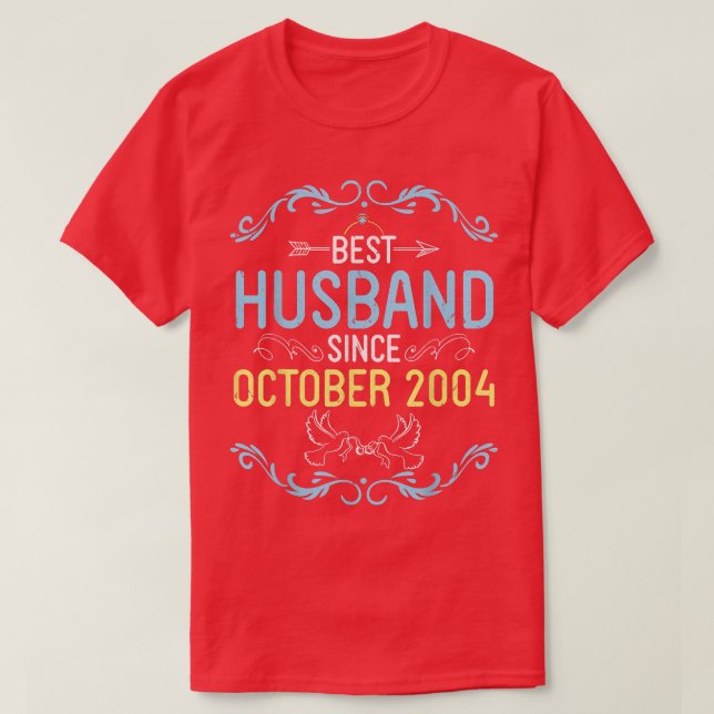 Camiseta Mejor esposo desde octubre de 2004 Feliz boda (Diseño del anverso)