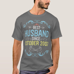 Camiseta Mejor esposo desde octubre de 2007 Feliz boda