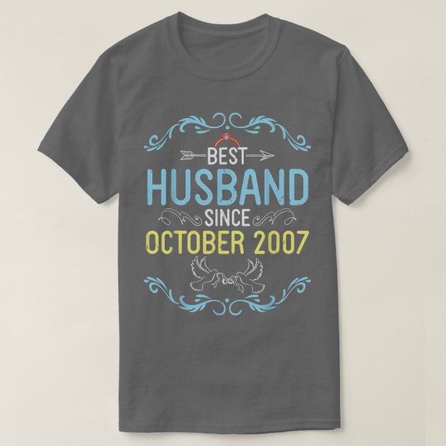 Camiseta Mejor Esposo Desde Octubre De 2007 Feliz Boda De M (Diseño del anverso)
