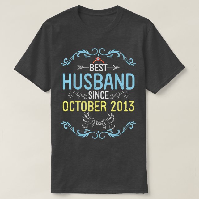 Camiseta Mejor esposo desde octubre de 2013 Feliz boda (Diseño del anverso)