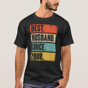 Camiseta Mejor Esposo Retro Desde 2008 14º Anivers Boda