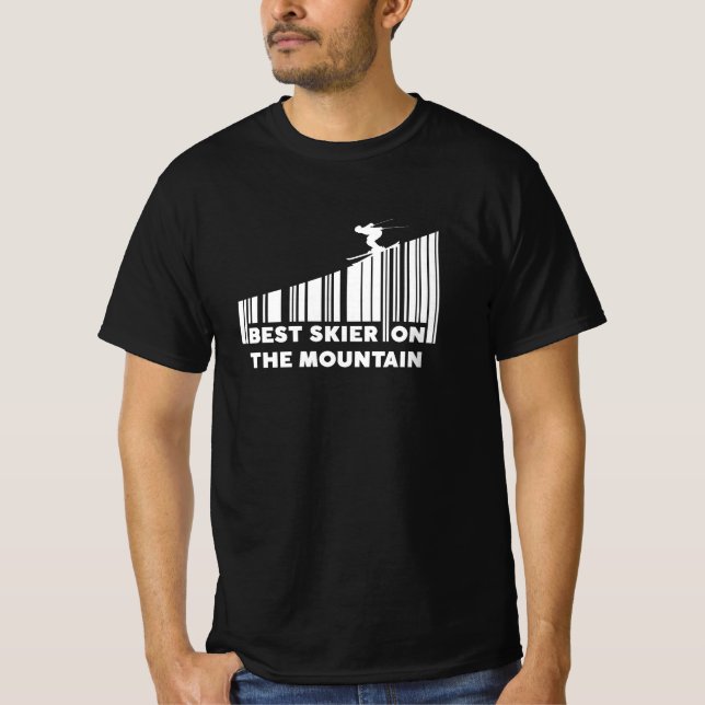 Camiseta Mejor Esquiador Del Diseño De Código De Barras De  (Anverso)