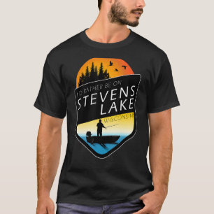 Camiseta Mejor Estaría En Stevens Lake Wisconsin Pescando