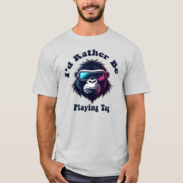 Camiseta Mejor estaría jugando a pillar Gorila Monke Jugado (Anverso)