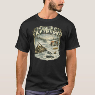 Camiseta Mejor Estaría Pescando en el Hielo Diseño Vintage 