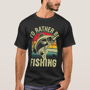 Camiseta Mejor Estaría Pescando Retro Vintage Pescador al A