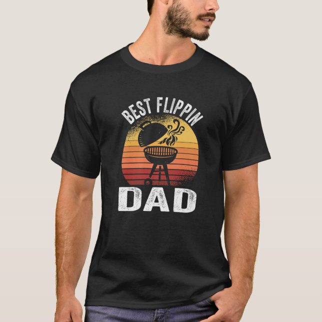 Camiseta Mejor Flippin Dad Barbecue Fumador Carne BBQ Grill (Anverso)