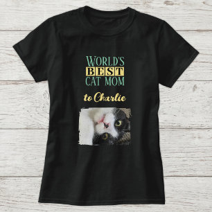 Camiseta Mejor foto de mamá de gato agregar nombre verde am