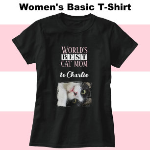 Camiseta Mejor foto de mamá del gato añadir el nombre blanc
